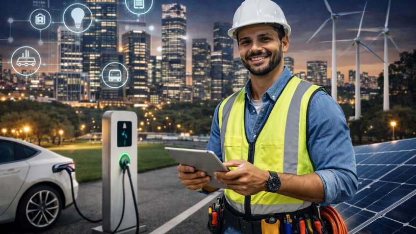 A engenharia elétrica contribui para cidades mais eficientes por meio de redes inteligentes e soluções energéticas sustentáveis, destaca Matheus Vinicius Voigt.